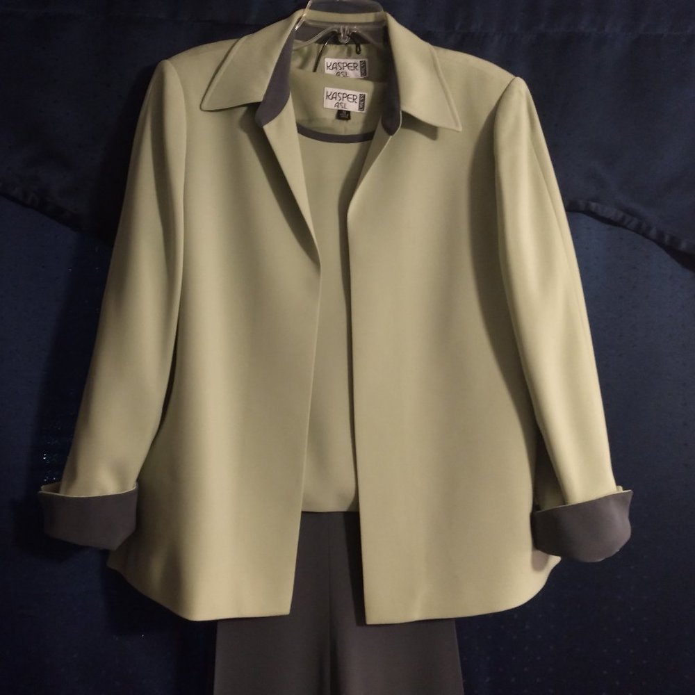 Kasper 3-Piece Suit, Mint and Grey, 16